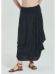 Black Plus Size Skirt with Elastic Waist and Drape Detail 4600